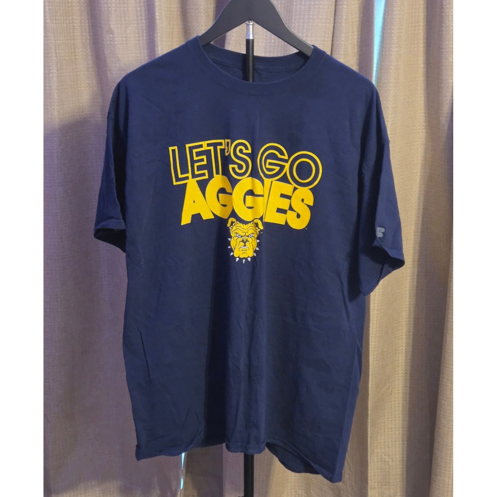 Russell Let's Go Aggies T-Shirt Men's‎ Size XL Navy North Carolina A&T